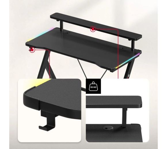 Huzaro - Hero 1.9 Crni RGB Gaming sto 120x60cm_6