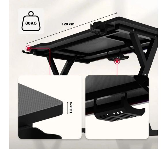 Huzaro - Hero 2.4 Crni RGB Gaming sto_4