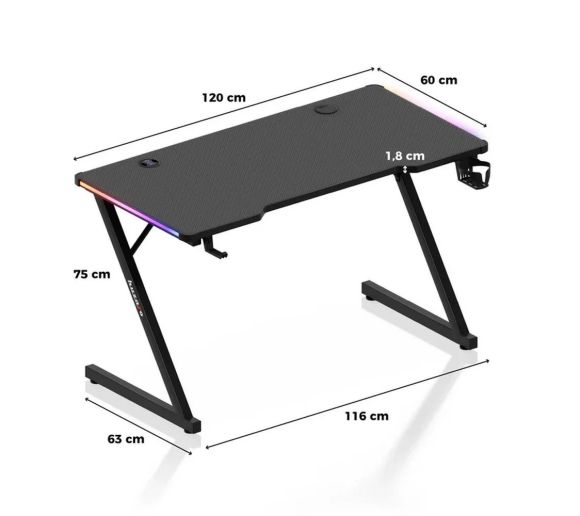 Huzaro - Hero 2.5 Crni RGB Gaming sto_2