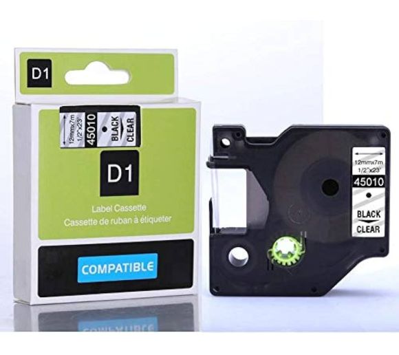 PUTY - Kompatibilna DYMO traka DM1 45010 12mm x 7m crno na providno_0