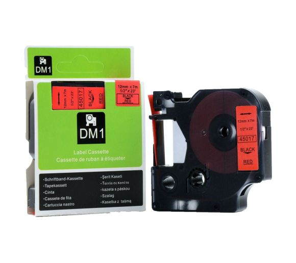 PUTY - Kompatibilna DYMO traka DM1 45017 12mm x 7m crno na crveno_0