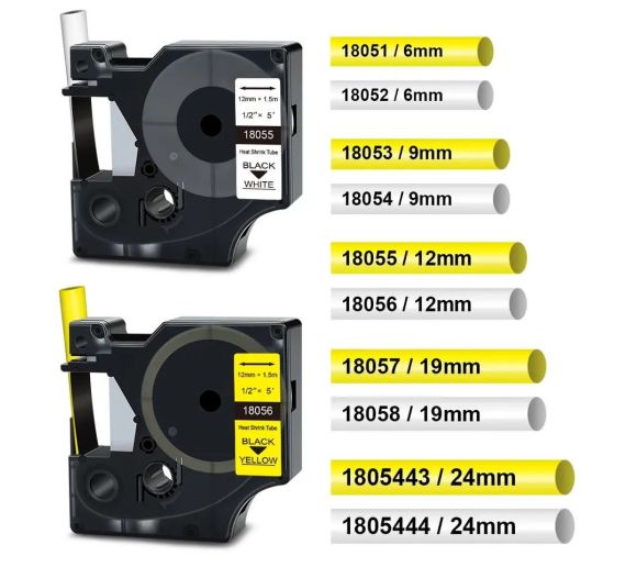 PUTY - Kompatibilna DYMO traka DM1 RHINO 18058 19mm x 1.5m crno na zuto heat shrink_1