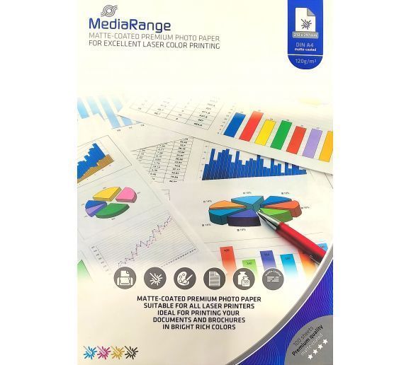 MediaRange -  foto papir A4 laser matt 120 g/m² MRINK106 za laserske štampače_0