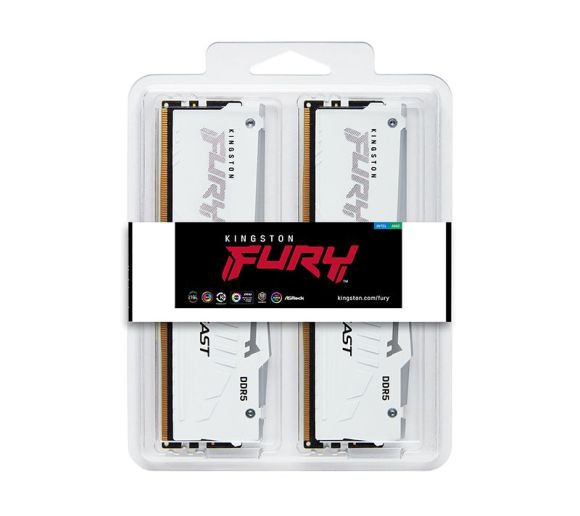 Kingston - DIMM DDR5 32GB (2x16GB kit) 6400MT/s KF564C32BWEAK2-32 FURY Beast White RGB EXPO _0