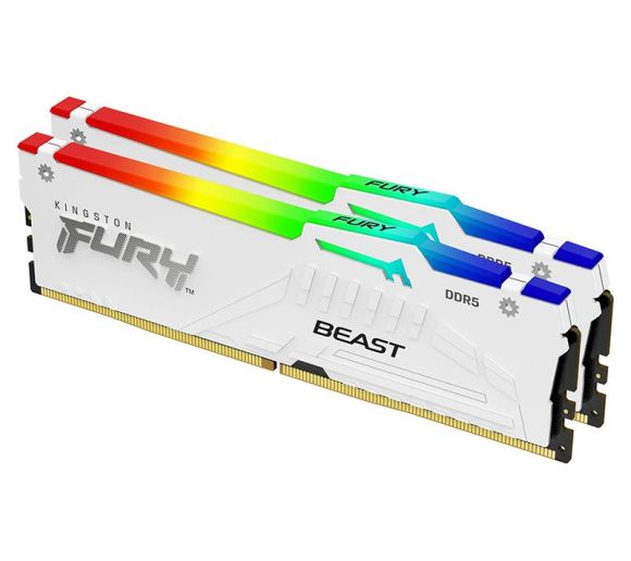 Kingston - DIMM DDR5 32GB (2x16GB kit) 6400MT/s KF564C32BWEAK2-32 FURY Beast White RGB EXPO _1