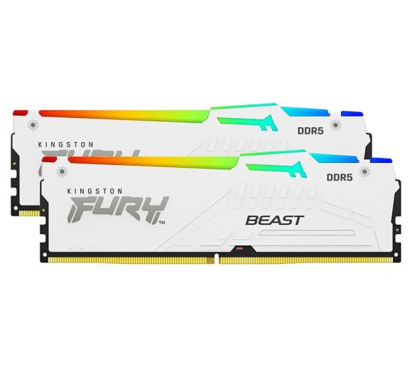 Kingston - DIMM DDR5 32GB (2x16GB kit) 6400MT/s KF564C32BWEAK2-32 FURY Beast White RGB EXPO _2