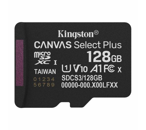 Kingston - MicroSDXC 128GB, Canvas Select Plus, Class 10 UHS-I U1 V10 A1, Read up to 150MB/s_0