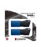 Kingston - 64GB USB Flash Drive, USB 3.2 Gen.1, DataTraveler Exodia M, 2-pack
