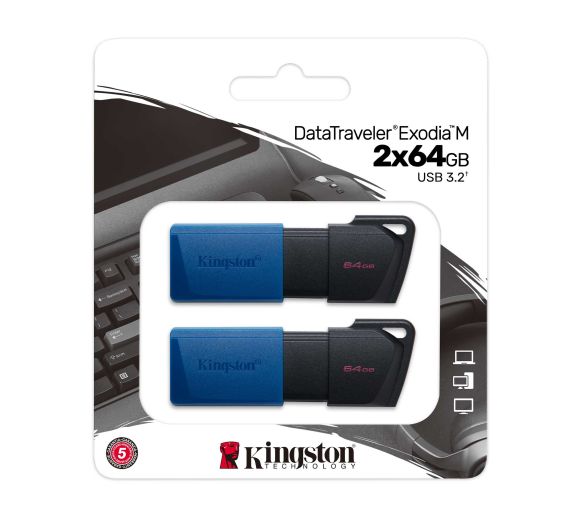 Kingston - 64GB USB Flash Drive, USB 3.2 Gen.1, DataTraveler Exodia M, 2-pack_0