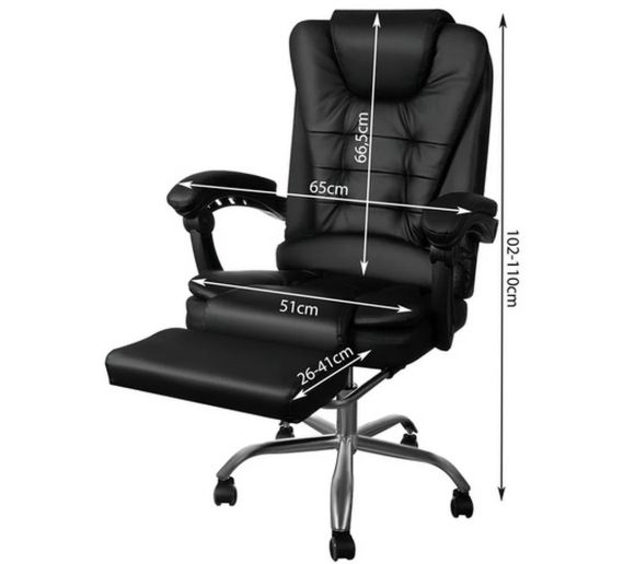 Malatec Ergonomska Kancelarijska Stolica sa Osloncem za Noge | Crna Eko Koža | K-Office.rs_1