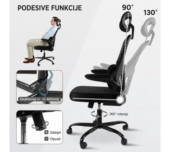 Nuvora Ergonomska Kancelarijska Stolica Crna | K-Office.rs_4