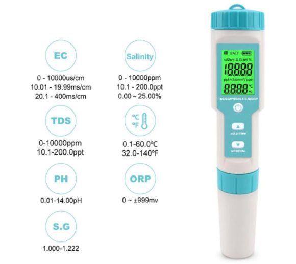 NOYAFA - Noyafa NF-C600 7-u-1 Tester Kvaliteta Vode | pH, TDS, EC, Salinitet |_3