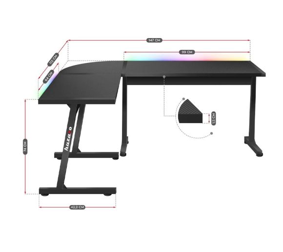Huzaro - Hero 6.0 Crni RGB Ugaoni Gaming sto_1