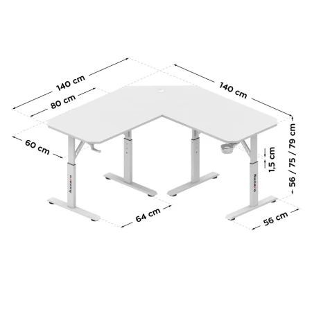 Huzaro - Hero 7.3 Beli Podesivi sto 140x60cm_4