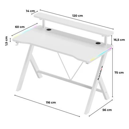 Huzaro - Hero 1.9 Beli RGB Gaming sto 120x60cm_6
