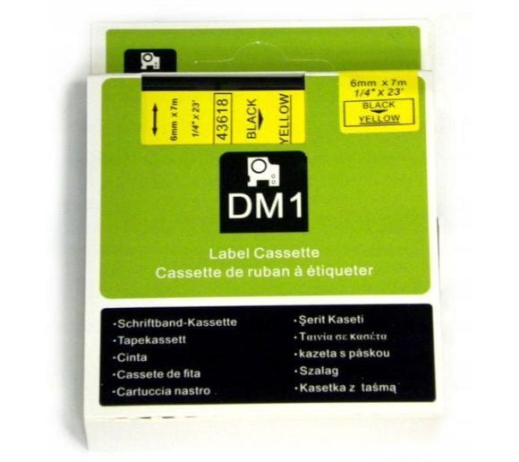 PUTY - Kompatibilna DYMO traka DM1 43618 6mm x 7m crno na zuto_0