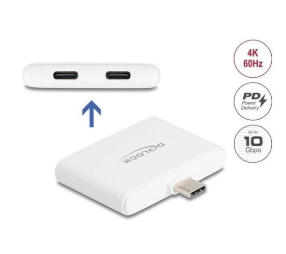 Delock USB Type-C to USB-C adapter, data 10 Gbps and video 4K 60 Hz + USB Type_0