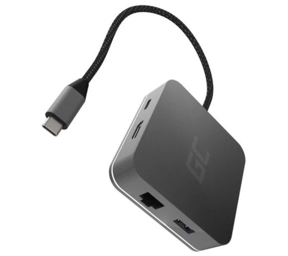 Green Cell AK61 USB-C 6-Port Hub, 3xUSB 3.0, USB-C, HDMI, Gigabit Ethernet_0
