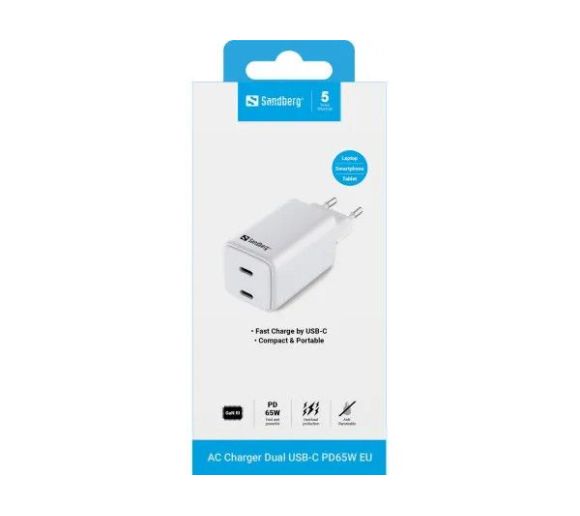 USB kućni punjač Sandberg 441-56 Dual USB-C PD 65W_3