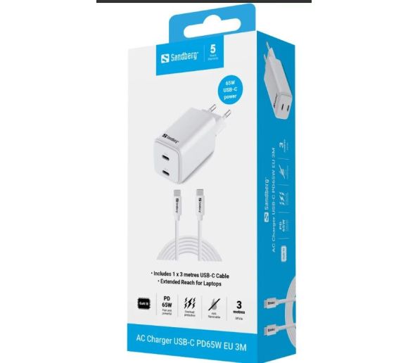 Sandberg 441-76 AC Charger USB-C PD65W EU 3M_3