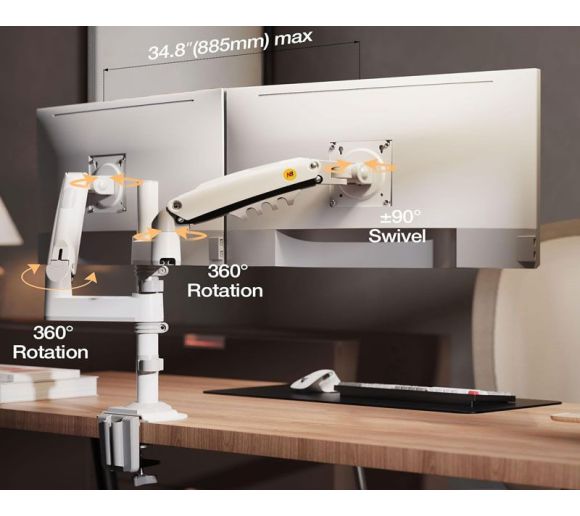 H180-XE stoni nosač za dva monitora beli 17-27 inča _2