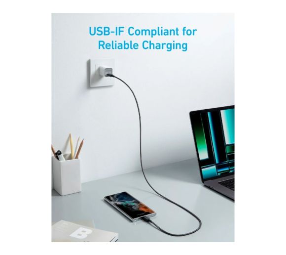 322 USB tip-C na USB tip-C kabl M/M 1.8m, 60W, pleteni, crni _2