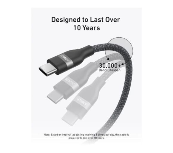 USB tip-C kabl M/M 1.8m, za Super brzo punjenje 240W/480Mbps, pleteni, crni _2