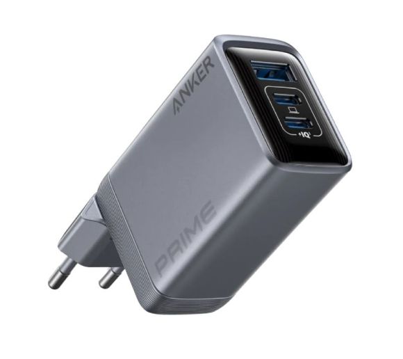 Prime 100W GaN zidni brzi punjač, 3-porta (2x USB-C i 1x USB-A) srebrni _0