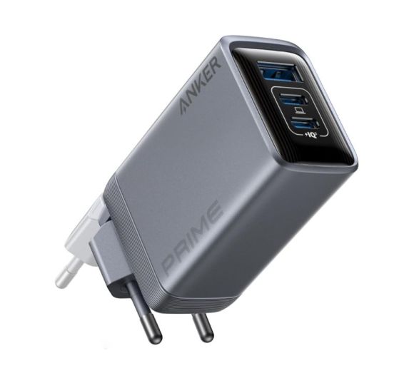 Prime 100W GaN zidni brzi punjač, 3-porta (2x USB-C i 1x USB-A) srebrni _2