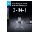 Prime 100W GaN zidni brzi punjač, 3-porta (2x USB-C i 1x USB-A) srebrni _small_5