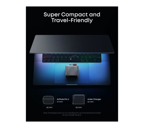 Prime 160W GaN zidni brzi punjač, 3-porta (3x USB-C) srebrni _2