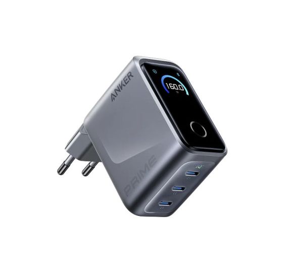 Prime 160W GaN zidni brzi punjač, 3-porta (3x USB-C) srebrni _4