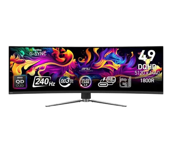 MSI - 49 inča MPG 491CQPX QD-OLED DQHD 5120x1440 240Hz FreeSync Premium Pro zakrivljeni gaming monitor _1