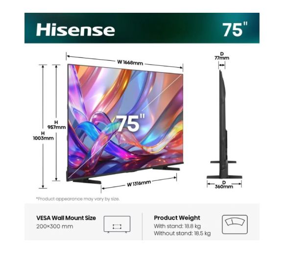 HISENSE - 75 inča 75E7S Hi-QLED 4K UHD Smart TV _0