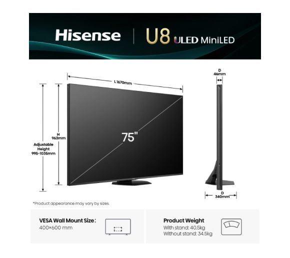 HISENSE - 75 inča 75U8Q Mini-LED 4K UHD Smart TV _4