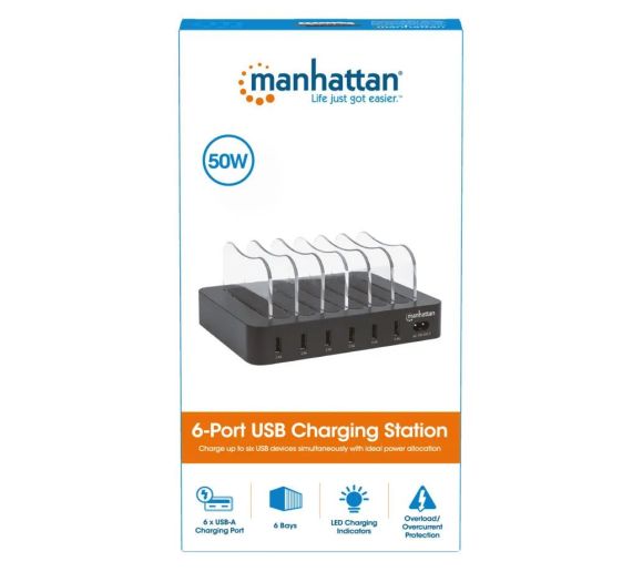 Manhattan - USB punjač 6-port Manhattan 102254 5V/2.4V/50W/držač za telefon Crni_1