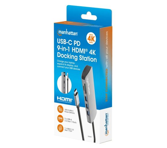 Manhattan - Docking station Manhattan 190459 9in1 USB-C - 1xHDMI/5xUSB/LAN/CR/PD 100W_2