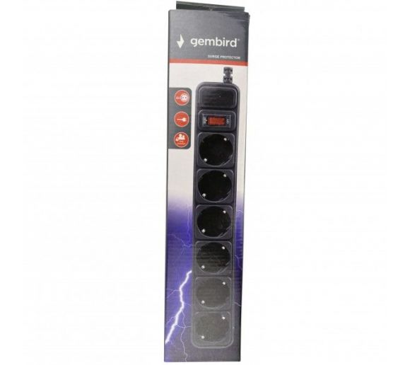 Gembird - SPG6-B-10 (3G1.5) ** Gembird produzni kabl sa zastitom 6 uticnica (3x1.5mm) 3m black (423)_1