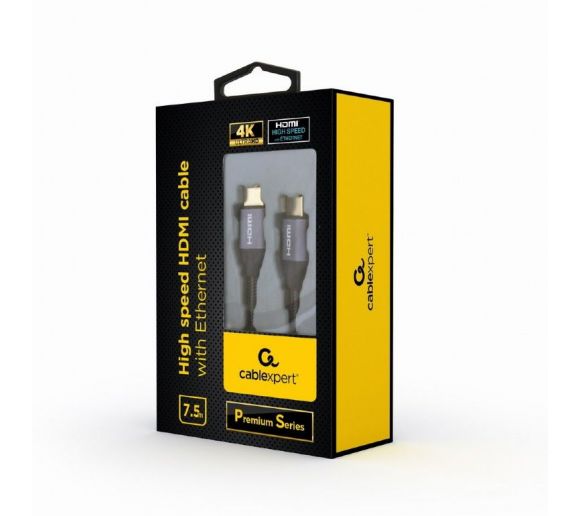 Gembird - MONITOR Cable, Premium Series, High speed HDMI 4K with Ethernet, HDMI/HDMI M/M, Gold Plated, Braided, 7.5m_0