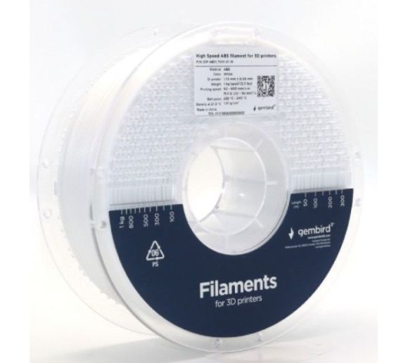Gembird - 3DP-ABS1.75HY-01-W ABS filament velike brzine za 3D stampac 1.75mm, kotur 1KG WHITE_2