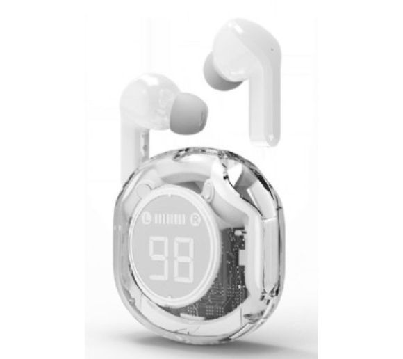 Gembird - TWST-01-W Gembird bluetooth V5.4 slusalice, TWS, LCD, Transparent, white_0