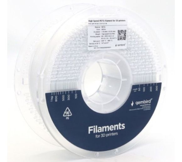Gembird - 3DP-PETG1.75HY-01-W PETG filament velike brzine za 3D stampac 1.75mm, kotur 1KG WHITE_0