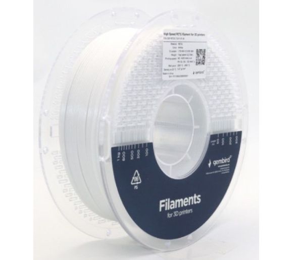 Gembird - 3DP-PETG1.75HY-01-W PETG filament velike brzine za 3D stampac 1.75mm, kotur 1KG WHITE_2