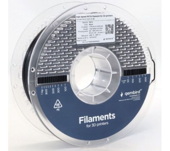 Gembird - 3DP-PETG1.75HY-01-BK PETG filament velike brzine za 3D stampac 1.75mm, kotur 1KG BLACK_0