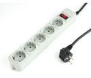 Gembird - Surge Protection Power strip, 5 sockets, 3m, 16A Automatic Circuit Breaker, Power Switch, Grey_small_0