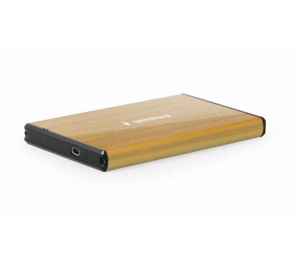 Gembird - HDD/SSD External Enclosure, 2.5``, SATAIII, USB3.0, Brushed aluminium, Gold_0