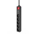 Gembird - Power Strip with USB Charger, 5 sockets + 2 USB Ports, 1.5m, 16A, USB 2.1A, Power Switch, Black_small_0