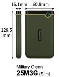 Transcend - External HDD 2TB Slim form factor, M3G, USB 3.1, 2.5, Anti-shock system, Backup software, 185g, Military Green (Slim)_0