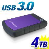 Transcend - External HDD 4TB, H3P, USB3.0, 2.5``, Anti-shock system, Backup software, 308 gr, Black/Purple_0