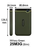 Transcend - External HDD 1TB Slim form factor, M3G, USB 3.1, 2.5, Anti-shock system, Backup software, 185g, Military Green (Slim)_0